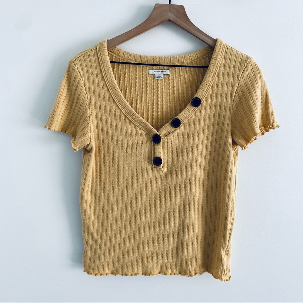 American Eagle Yellow Ribbed T-Shirt